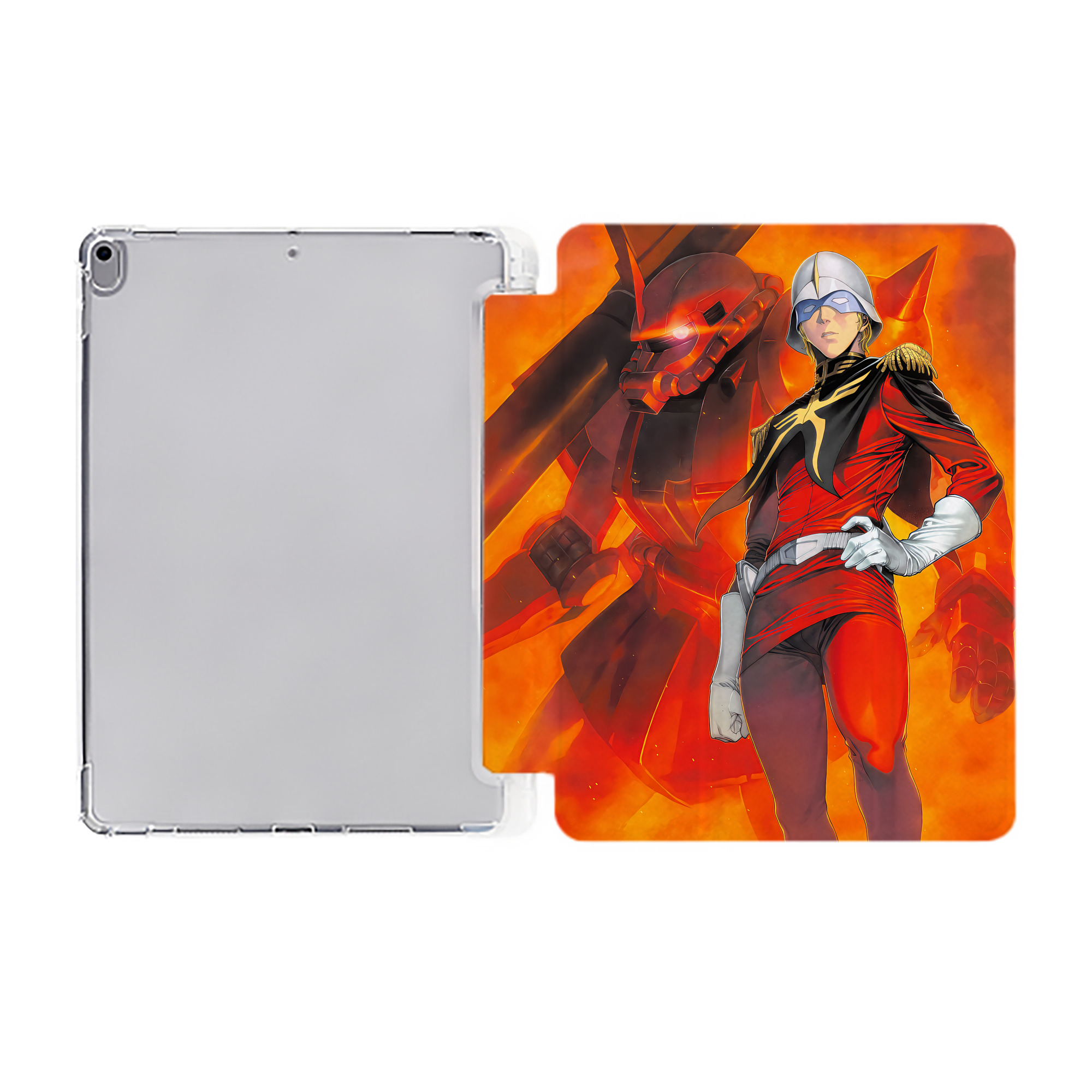 （画像用） 機動戦士ガンダム Mobile Suit Gundam IPad ケース ペン収納付き 三つ折りスタンド PUレザー×シリコン 対応機種9.5/10.5/10.9インチ